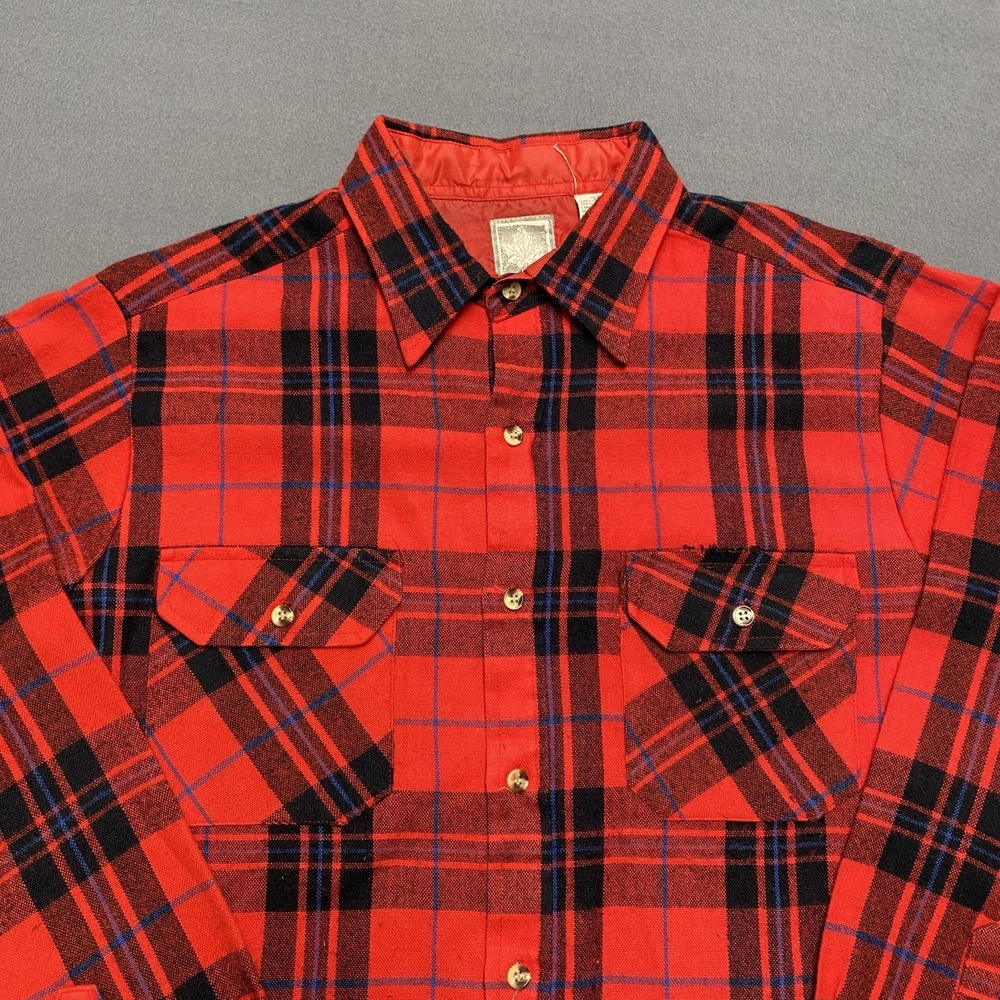 Vintage Outdoor Exchange Shirt‎ Mens Medium Red Plaid Flannel Button Up 80s